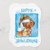 Happy Howlidays Vizsla Feestdagenkaart (Voorkant / Achterkant)