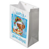 Happy Howlidays Vizsla Medium Cadeauzakje (Voorkant Gekanteld)