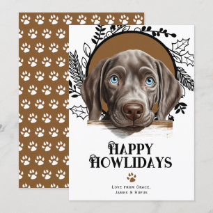 Happy Howlidays Weimaraner Dog Kerstmis Feestdagenkaart
