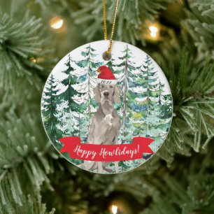 Happy Howlidays Weimaraner Dog kerstversiering Keramisch Ornament