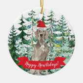 Happy Howlidays Weimaraner Dog kerstversiering Keramisch Ornament (Voorkant)