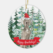 Happy Howlidays Weimaraner Dog kerstversiering Keramisch Ornament (Links)