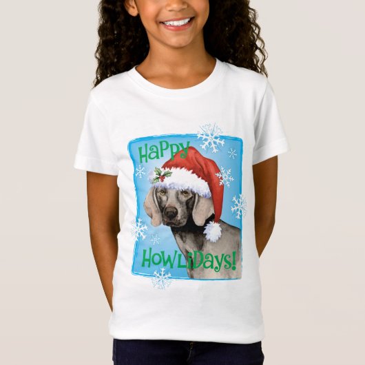 Happy Howlidays Weimaraner T-shirt (Voorkant)