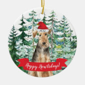 Happy Howlidays Welsh Terrier Dog Kerstmis Orname Keramisch Ornament (Voorkant)