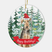 Happy Howlidays Welsh Terrier Dog Kerstmis Orname Keramisch Ornament (Links)