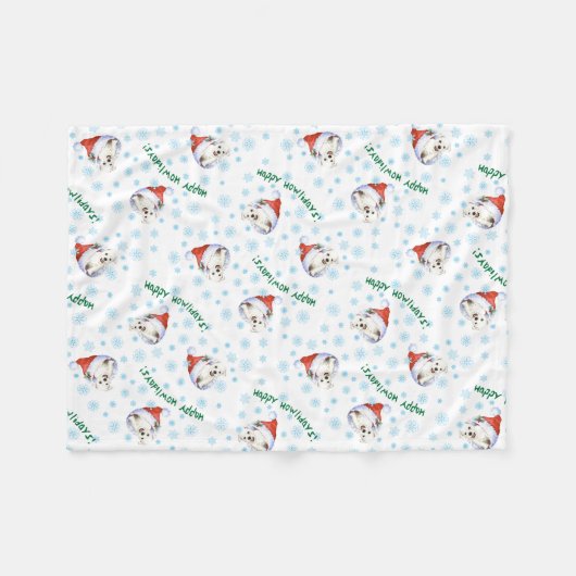 Happy Howlidays Westie Fleece Deken (Voorkant (Horizontaal))