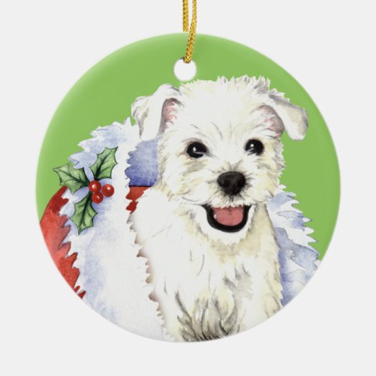 Happy Howlidays Westie Keramisch Ornament (Voorkant)