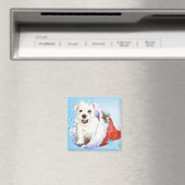 Happy Howlidays Westie Magneet (Insitu (Vaatwasser))