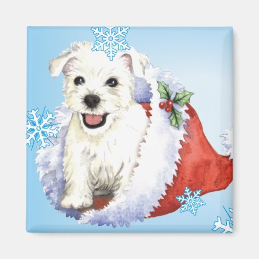 Happy Howlidays Westie Magneet (Voorkant)