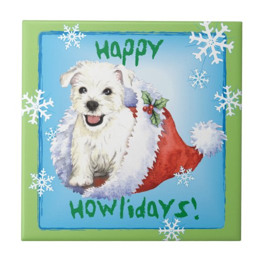 Happy Howlidays Westie Tegeltje (Voorkant)