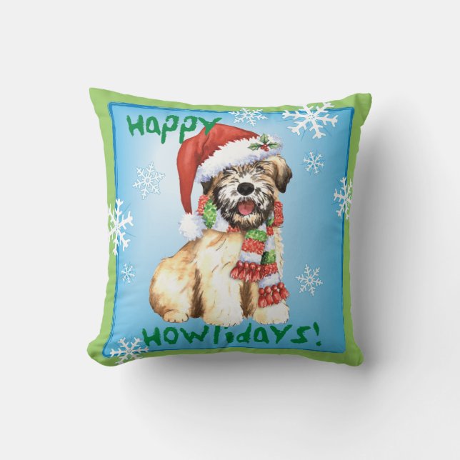 Happy Howlidays Wheaten Kussen (Voorkant)