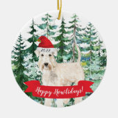 Happy Howlidays Wheaten Terrier Dog kerstorna Keramisch Ornament (Voorkant)