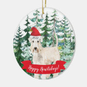 Happy Howlidays Wheaten Terrier Dog kerstorna Keramisch Ornament (Links)
