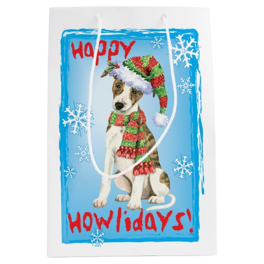 Happy Howlidays Whippet Medium Cadeauzakje (Voorkant)