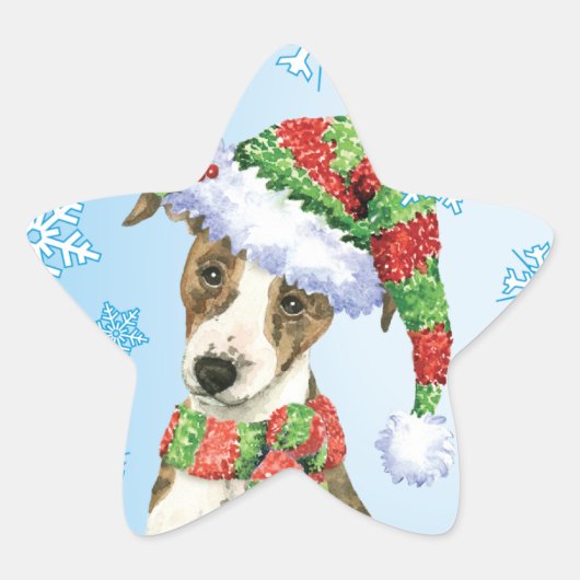 Happy Howlidays Whippet Ster Sticker (Voorkant)