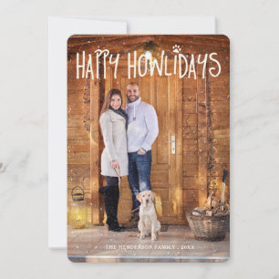 Happy Howlidays Winter White Dog Photo Card Feestdagenkaart