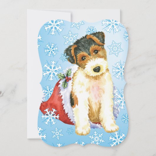 Happy Howlidays Wire Fox Terrier Feestdagenkaart (Voorkant)