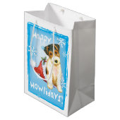 Happy Howlidays Wire Fox Terrier Medium Cadeauzakje (Voorkant Gekanteld)