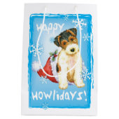 Happy Howlidays Wire Fox Terrier Medium Cadeauzakje (Achterkant)