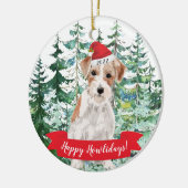 Happy Howlidays Wire Haire Jack Russell Kerstmis Keramisch Ornament (Links)