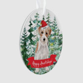 Happy Howlidays Wire Haire Jack Russell Kerstmis Ornament (voorkant)