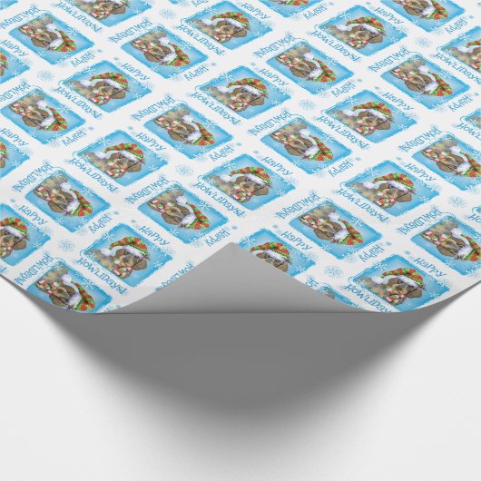 Happy Howlidays Wirehaire Dachshund Cadeaupapier (Hoek)