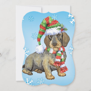 Happy Howlidays Wirehaire Dachshund Feestdagenkaart