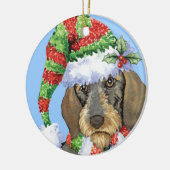 Happy Howlidays Wirehaire Dachshund Keramisch Ornament (Links)