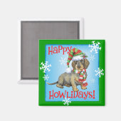 Happy Howlidays Wirehaire Dachshund Magneet (Voorkant / Achterkant)