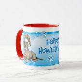 Happy Howlidays Wirehaire Dachshund Mok (Voorkant links)