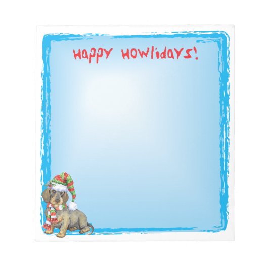 Happy Howlidays Wirehaire Dachshund Notitieblok (Voorkant)