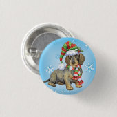 Happy Howlidays Wirehaire Dachshund Ronde Button 3,2 Cm (Voorkant /achterkant)