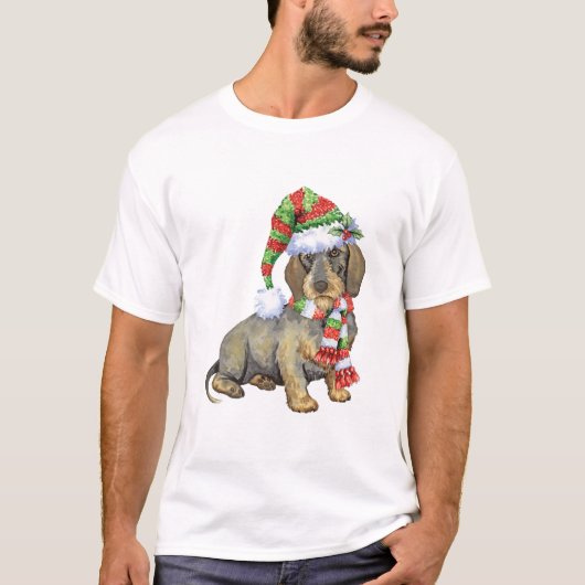 Happy Howlidays Wirehaire Dachshund T-shirt (Voorkant)