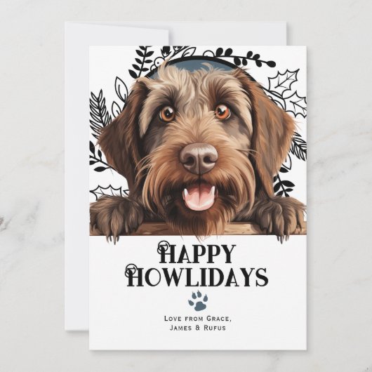 Happy Howlidays Wirehaired Pointing Griffon Dog Feestdagenkaart (Voorkant)