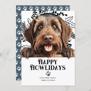 Happy Howlidays Wirehaired Pointing Griffon Dog Feestdagenkaart