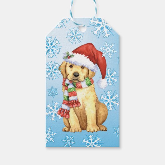Happy Howlidays Yellow Lab Cadeaulabel (Voorkant)