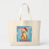 Happy Howlidays Yellow Lab Grote Tote Bag (Voorkant)