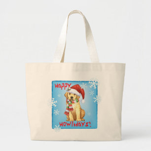 Happy Howlidays Yellow Lab Grote Tote Bag