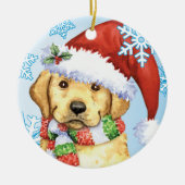 Happy Howlidays Yellow Lab Keramisch Ornament (Voorkant)