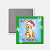 Happy Howlidays Yellow Lab Magneet (Voorkant / Achterkant)