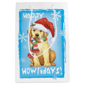 Happy Howlidays Yellow Lab Medium Cadeauzakje (Voorkant)