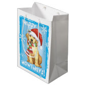 Happy Howlidays Yellow Lab Medium Cadeauzakje (Voorkant Gekanteld)