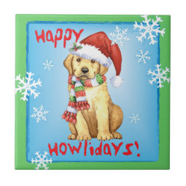 Happy Howlidays Yellow Lab Tegeltje