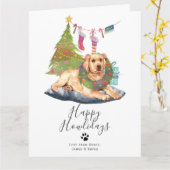 Happy Howlidays Yellow Labrador Dog Kerstmis Kaart (Gele Bloem)