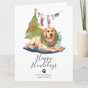 Happy Howlidays Yellow Labrador Dog Kerstmis Kaart