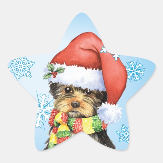 Happy Howlidays Yorkie Ster Sticker (Voorkant)