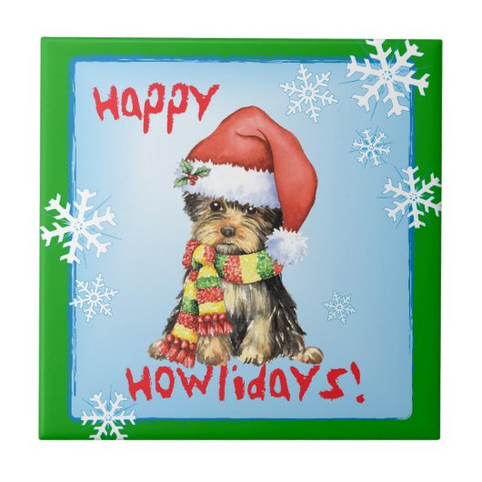 Happy Howlidays Yorkie Tegeltje (Voorkant)
