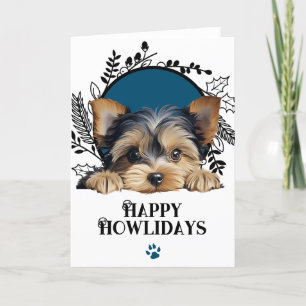 Happy Howlidays Yorkshire Terrier Dog Kerstmis Feestdagen Kaart