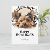 Happy Howlidays Yorkshire Terrier Dog Kerstmis Feestdagenkaart (Staand voorkant)