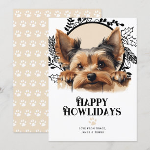 Happy Howlidays Yorkshire Terrier Dog Kerstmis Feestdagenkaart